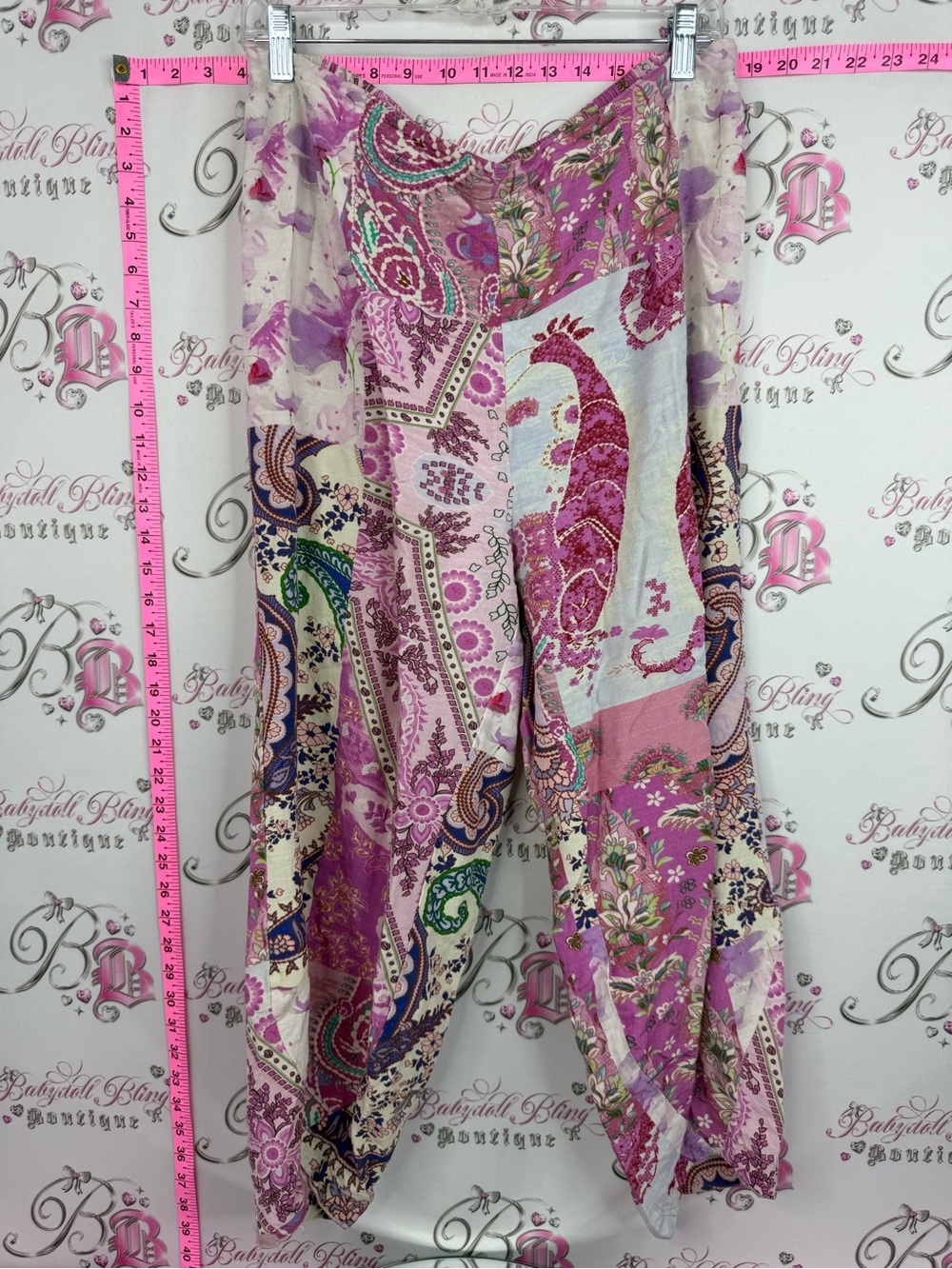 ETHNC patchwork pants jogger Paisley Print Harem Pants in Pink and Cream